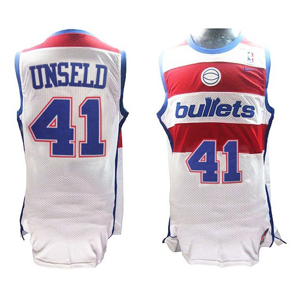 Men's  Washington Bullets #41 Westley Unseld Home White Jersey